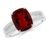 Angara Cushion Garnet Split Shank Ring With Diamond Accents In White Gold/rich Brownish Red
