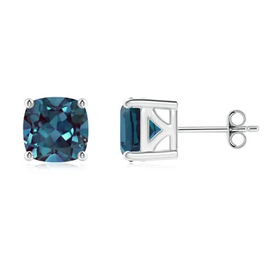 Angara Cushion Lab-grown Alexandrite Solitaire Stud Earrings In Metallic