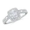 Angara Cushion Lab-grown Diamond Halo Double Shank Engagement Ring In White Gold/f-g