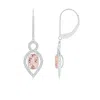 Angara Cushion Morganite Infinity Drop Earrings With Diamonds In White Gold/peach