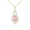 Angara Cushion Morganite Infinity Drop Pendant With Diamonds In Yellow Gold/peach