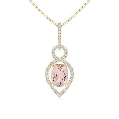 Angara Cushion Morganite Infinity Drop Pendant With Diamonds In Gold