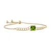 Angara Cushion Peridot Curb Chain Bolo Bracelet In Yellow Gold/green