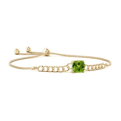 Angara Cushion Peridot Curb Chain Bolo Bracelet In Gold