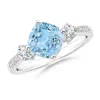 Angara Cushion Sideways Aquamarine And Diamond Ring In White Gold/swiss Blue