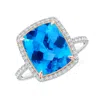 Angara Cushion Swiss Blue Topaz And Diamond Halo Ring In White & Rose Gold/swiss Blue