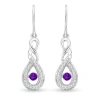 Angara Dancing Amethyst Infinity Drop Earrings With Diamond In White Gold/dark Purple