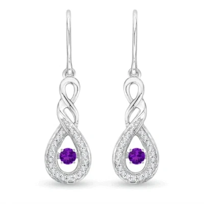Angara Dancing Amethyst Infinity Drop Earrings With Diamond In Metallic