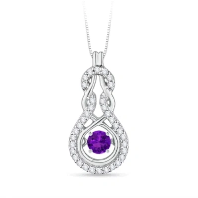 Angara Dancing Amethyst Infinity Knot Pendant With Diamonds In Metallic