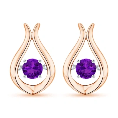 Angara Dancing Amethyst Solitaire Drop Earrings In Gold