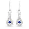 Angara Dancing Blue Sapphire Infinity Drop Earrings With Diamond In White Gold/deep Rich Blue