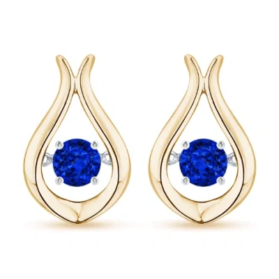 Angara Dancing Blue Sapphire Solitaire Drop Earrings In Gold