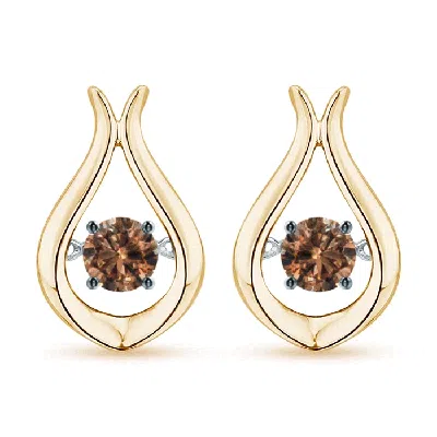 Angara Dancing Coffee Diamond Solitaire Drop Earrings In Gold