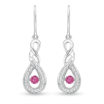 Angara Dancing Pink Sapphire Infinity Drop Earrings With Diamond In Metallic