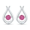 Angara Dancing Pink Sapphire Solitaire Drop Earrings In White Gold/rich Pink