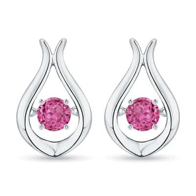 Angara Dancing Pink Sapphire Solitaire Drop Earrings In Metallic
