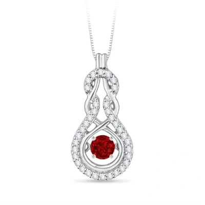 Angara Dancing Ruby Infinity Knot Pendant With Diamonds In Metallic
