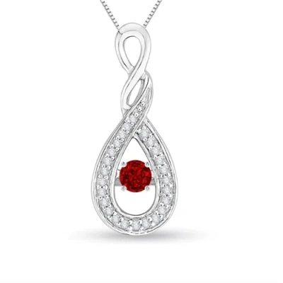 Angara Dancing Ruby Infinity Loop Pendant With Diamonds In Metallic