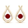 Angara Dancing Ruby Solitaire Drop Earrings In Yellow Gold/deep Rich Red