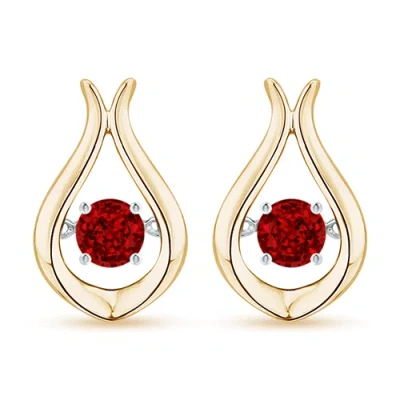 Angara Dancing Ruby Solitaire Drop Earrings In Gold