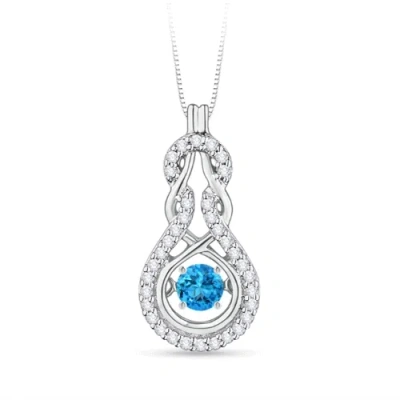 Angara Dancing Swiss Blue Topaz Infinity Knot Pendant With Diamonds In Metallic