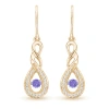 Angara Dancing Tanzanite Infinity Drop Earrings With Diamond In Yellow Gold/deep Rich Violet Blue