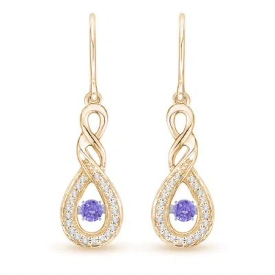Angara Dancing Tanzanite Infinity Drop Earrings With Diamond In Gold