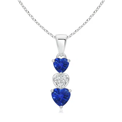 Angara Dangling Blue Sapphire And Diamond Triple Heart Pendant In Multi