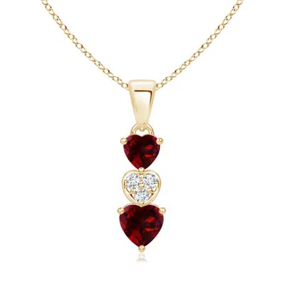 Angara Dangling Garnet And Diamond Triple Heart Pendant In Gold