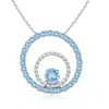 Angara Diamond And Aquamarine Double Circle Pendant Necklace In White Gold/light Swiss Blue