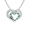 Angara Diamond And Emerald Double Heart Necklace In White Gold/medium Green