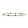 Angara Diamond And Emerald Station Stackable Bracelet In Yellow Gold/rich Medium Green