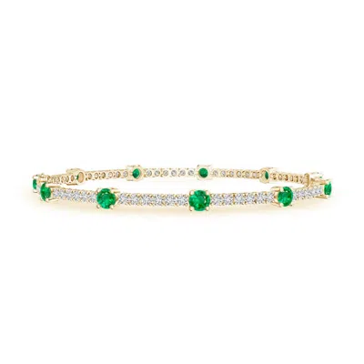 Angara Diamond And Emerald Station Stackable Bracelet In Green