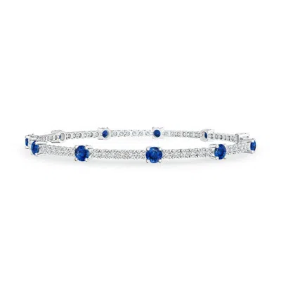 Angara Diamond And Sapphire Station Stackable Bracelet In Blue