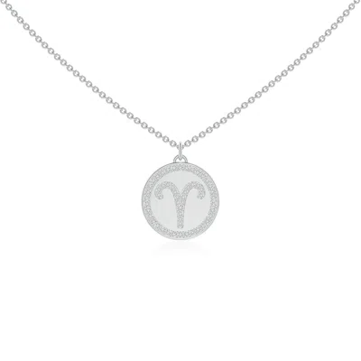 Angara Diamond Aries Zodiac Sign Reversible Medallion Pendant In Metallic