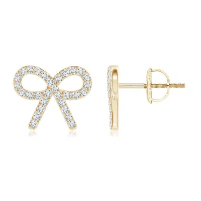 Angara Diamond Bow Stud Earrings In Gold