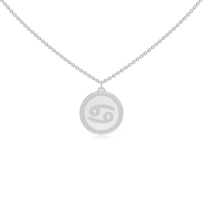 Angara Diamond Cancer Zodiac Sign Reversible Medallion Pendant In Metallic