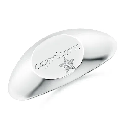 Angara Diamond Capricorn Engraved Signet Ring In White