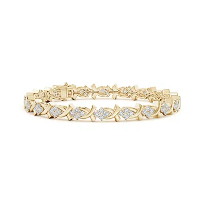 Angara Diamond Cluster 'x' Motif Bracelet In Gold