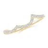 Angara Diamond Comfort Fit Wavy Wedding Ring In Yellow Gold/g