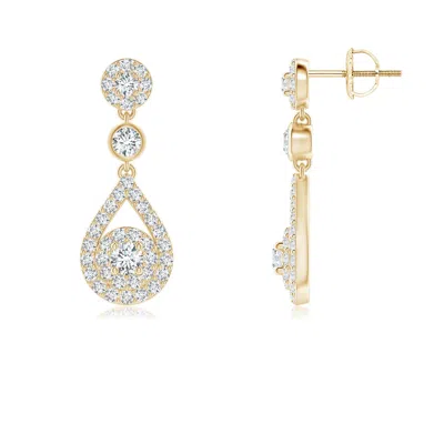 Angara Diamond Double Halo Teardrop Dangle Earrings In Gold