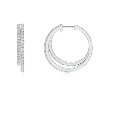Angara Diamond Double Hoop Earrings In Gold
