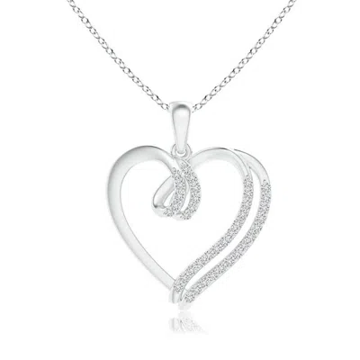Angara Diamond Double Layered Heart Dangle Pendant In Metallic
