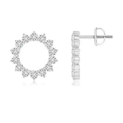 Angara Diamond Floral Circle Stud Earrings In Metallic