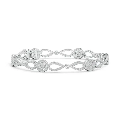 Angara Diamond Floral Cluster Link Bracelet With Halo In Metallic