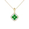 Angara Diamond Framed Emerald Clover Pendant In Yellow Gold/rich Green