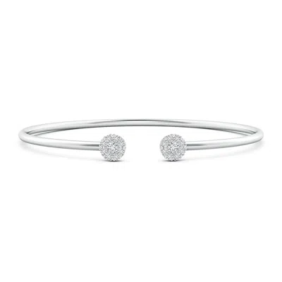 Angara Diamond Halo Cluster Open Flex Bangle In Metallic