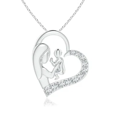 Angara Diamond Heart Mother & Baby Pendant In Metallic