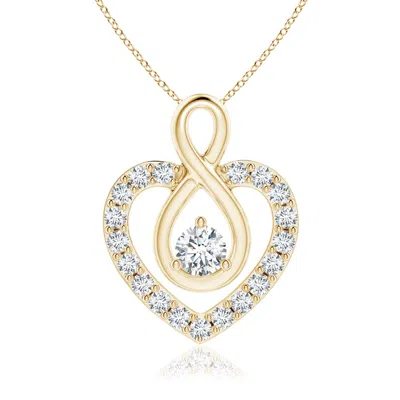 Angara Diamond Heart Pendant With Infinity Loop In Gold