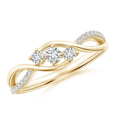 Angara Diamond Infinity Twist Three Stone Bypass Ring In Gold